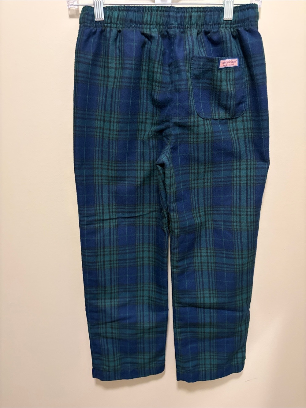 Vineyard Vines Green and Navy Plaid Kids Pajama Bottoms